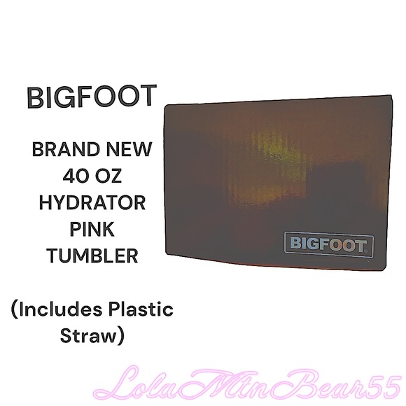 BIGFOOT BRAND NEW 40 OUNCE PINK TUMBLER WITH PLASTIC STRAW INCLUDED-INSULATED - Picture 6 of 9